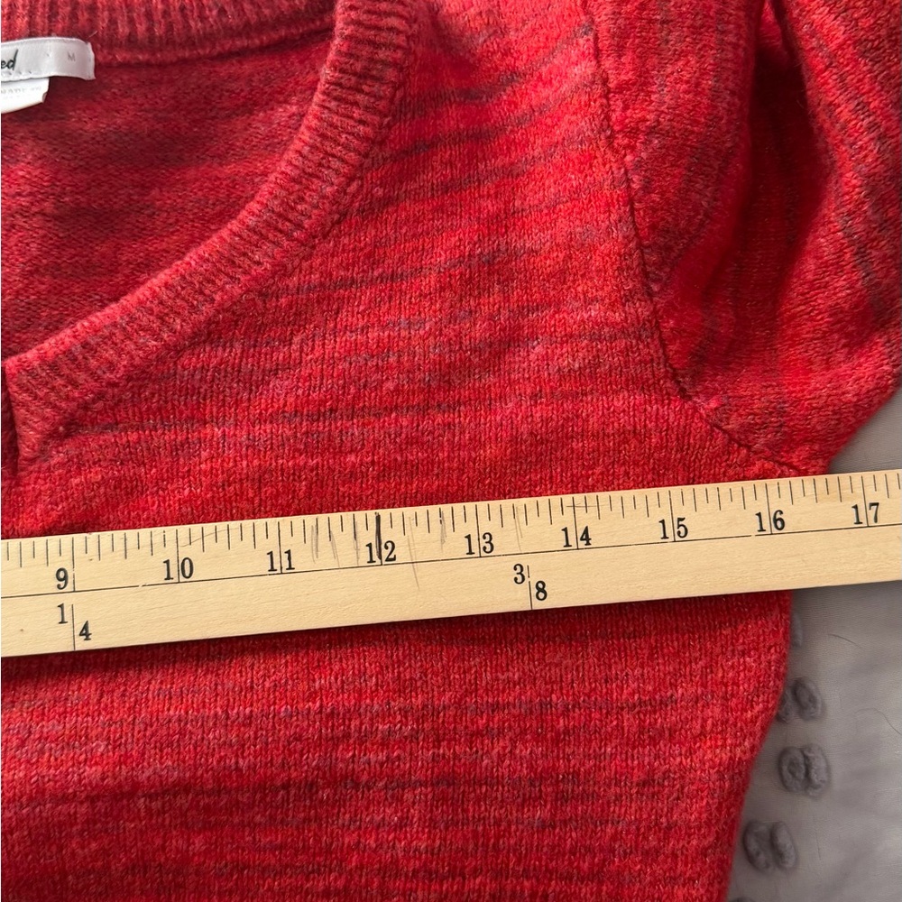 Red V-Neck Sweater - Picture 7 of 8